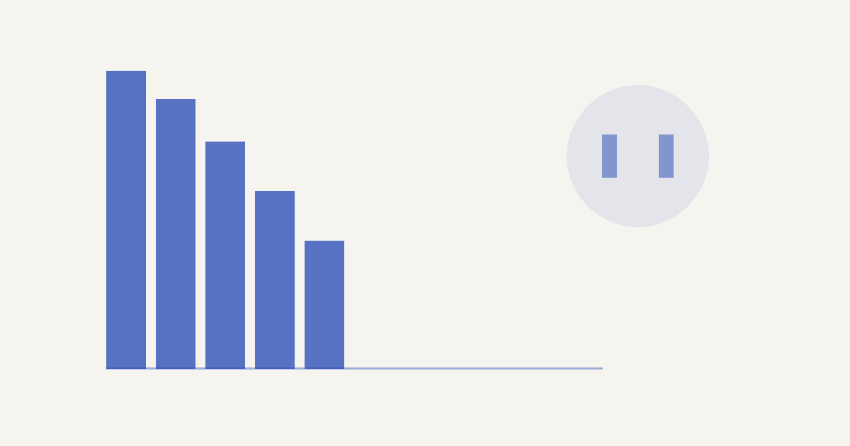 Abstract bar chart illustration in cobalt blue representing declining enrollment